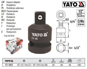 Переходник ударный YATO Польща 1/2"-3/4" l=48 мм YT-1067