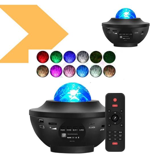 Лампа нічник Bluetooth колонка проектор Зіркове небо сфера світильник лазерний з пультом Starry Light UKC чорний (47826-33476_306) | Зображення 1
