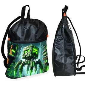 Рюкзак-мішок для взуття, спортивної форми Майнкрафт «Minecraft» дитяча сумка для змінки з розширювачем (01298)