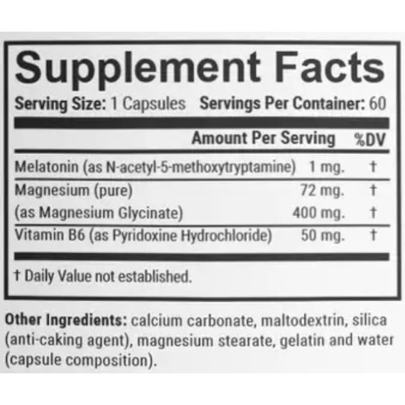 Мелатонін для сну En`vie Lab Melatomag 1 mg 60 Caps | Зображення 1