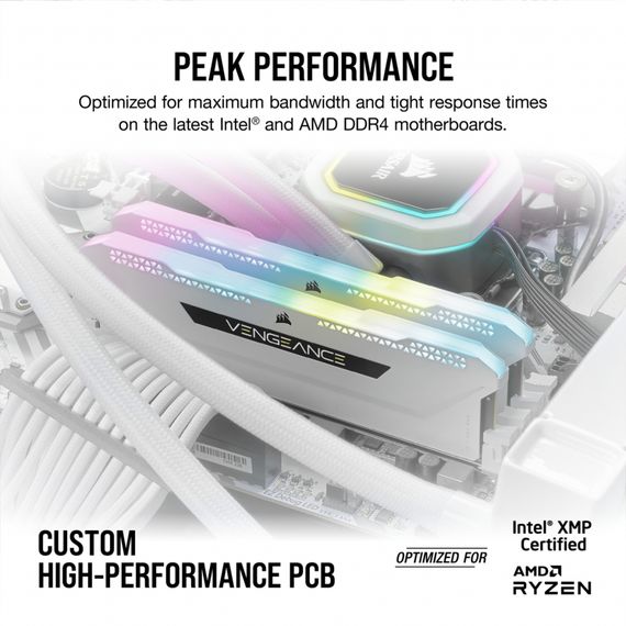 Модуль пам'яті для комп'ютера DDR4 16GB (2x8GGB) 3600 MHz Vengeance RGB Pro SL White Corsair (CMH16GX4M2D3600C18W) | Зображення 6
