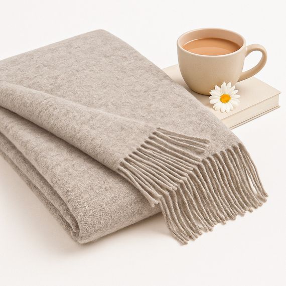 Плед тревел 100% шерсть бежевый 140×200 см с ремнем Love You | Зображення 3