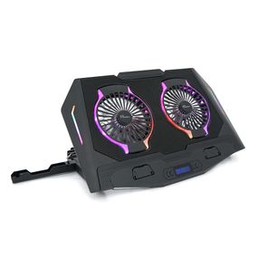 Підставка для ноутбука IceCoorel N10, 10-18", 2*125mm 1400±10% RPM, корпус пластик+алюміній, 2xUSB 2.0+LCD display+підставка для