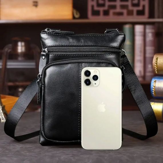 Чоловіча сумка з натуральної італійської шкіри флотар – 5 кишень, міцна фурнітура | Зображення 6