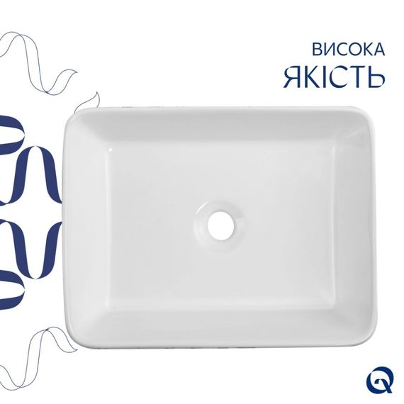 Раковина накладна Qtap Tern Marble, прямокутна, з донним клапаном QT17116069MR | Зображення 3