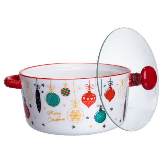 Супниця порцелянова Merry Christmas новорічна  800 (мл) з кришкою Yiwu FM-CS-9B | Зображення 2