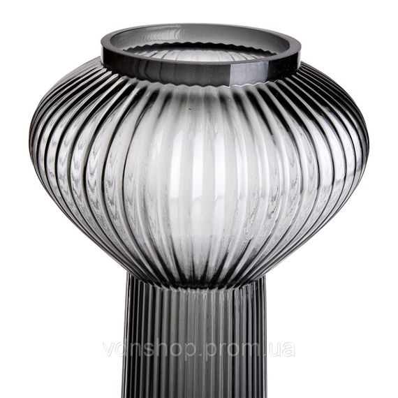 Скляна ваза 30 см сіра HP-1718 | Зображення 1