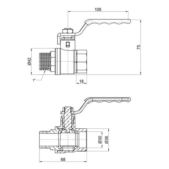 Кран кульовий Thermo Alliance Standart 1" ВН для води (важіль) SD605NW25PN40 | Зображення 1