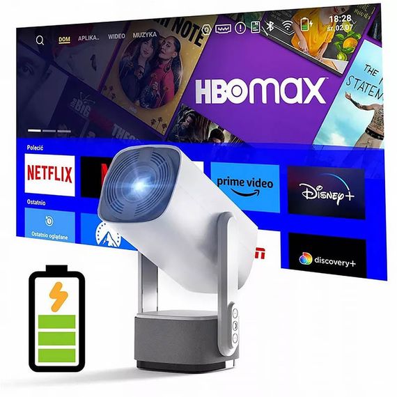 Проектор 4k Android K2 with battery 5200 mAh White | Зображення 4