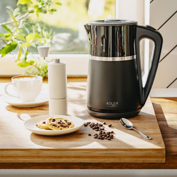 Электрочайник Adler AD 1355 черный, 1,7 л, 2200 Вт, с двойными стенками | Зображення 6