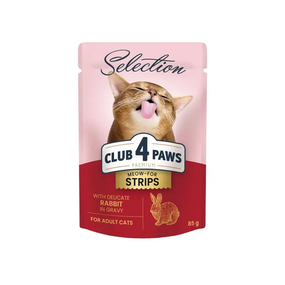 Вологий корм пауч Club 4 Paws Premium Selection для дорослих котів, кролик у соусі 85г