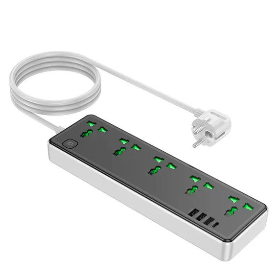 Мережевий фільтр HOCO AC13A на 5 розеток + 3 USB + USB-C, 17W, кабель 1, 5 м | Зображення 3