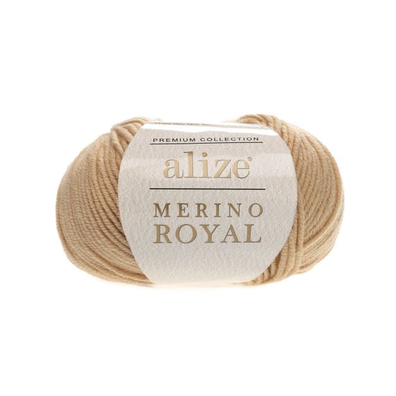 Пряжа Alize merino royal 256 беж алізе меріно роял 100% вовна | Зображення 2