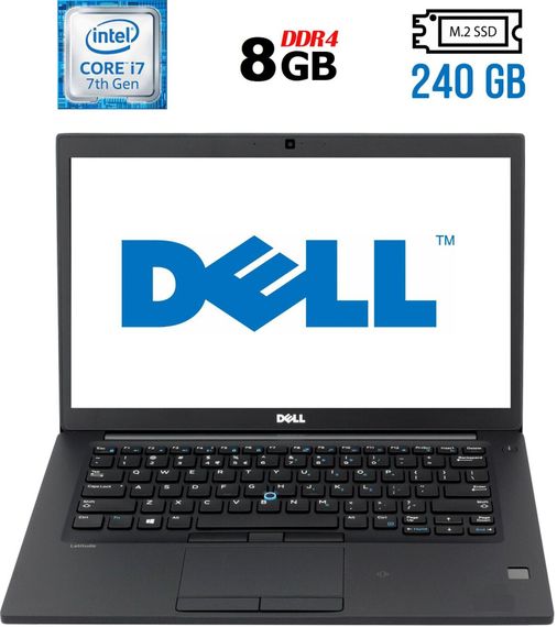 Ноутбук Б-класс Dell Latitude 7480 / 14" (1920x1080) IPS / Intel Core i7-7600U (2 (4) ядра по 2.8 - 3.9 GHz) / 8 GB DDR4 / 240 GB SSD M.2 / Intel HD Graphics 620 / WebCam б/у