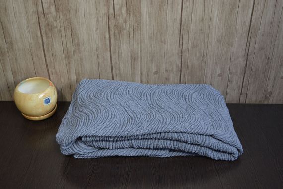 Жаккардовый чехол на диван + 2 кресла Volna без юбки темно-серый | Зображення 2