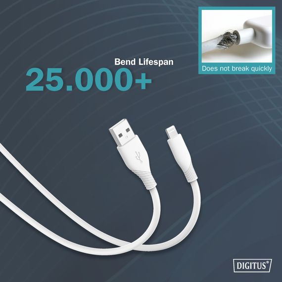Дата кабель USB 2.0 AM to Lightning 1.0m 12W white Digitus (AK-600108-010-W) | Зображення 9