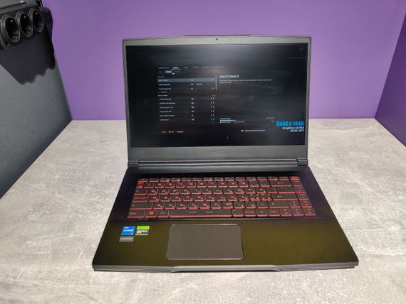 Игровой ноутбук MSI GF63 Thin 12VE-1645NEU / 15.6" (1920x1080) IPS / Intel Core i5-12450H (8 (12) ядер по 3.3 - 4.4 GHz) / 16 GB DDR4 / 480 GB SSD / nVidia GeForce RTX 4050, 6 GB GDDR6, 96-bit / WebCam б/у | Зображення 1