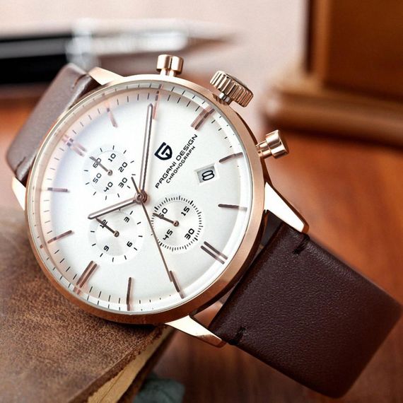 Чоловічий годинник Pagani Design PD-2720 Gold-White-Brown | Зображення 2