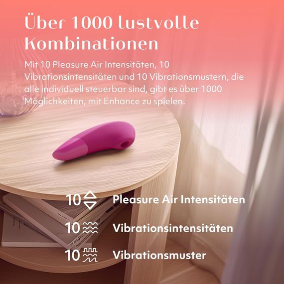 Кліторальний вакуумний стимулятор 2 в 1 Womanizer Enhance з вібрацією, рожевий Sex Aura | Зображення 3