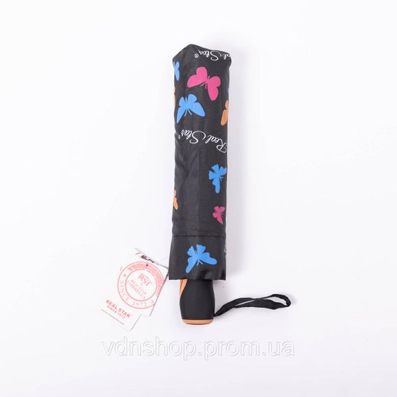 Парасолька напівавтомат з принтом міцна з поліестеру діаметр 97 см Чорна HP-23-2B | Зображення 7