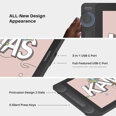 Графический планшет Huion Kamvas 13 Gen 3 Black + рукавичка (GS1333) | Зображення 4