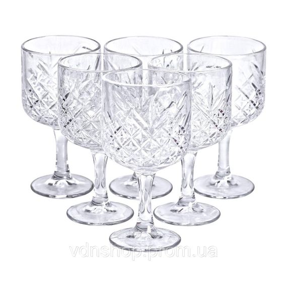 Бокалы для вина на высокой ножке набор 6 шт винный бокал стеклянный прозрачный 400 мл HP-YH-44 | Зображення 1
