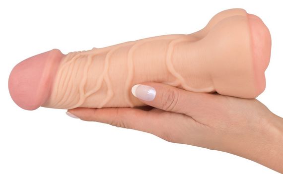 Мастурбатор-насадка Nature Skin 2in1 Extension + Masturbator, тілесний Sex Aura | Зображення 3