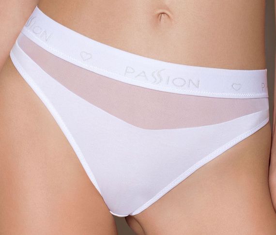 Трусики бавовняні з прозорою вставкою Passion PS006 PANTIES, Білий, M, M | Зображення 1