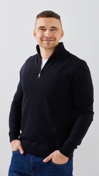 Джемпер однотонний чоловічий GENUA G01205-0001 XL Темно-синій shop (2000999472237)