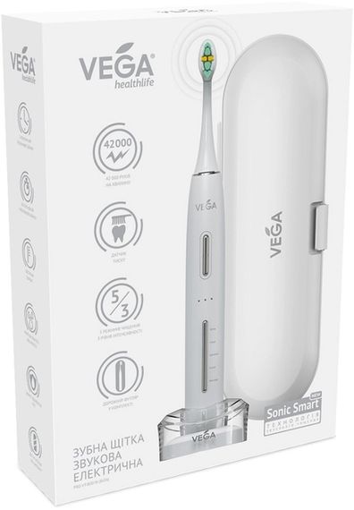 Електрична звукова зубна щітка Sonic Smart Vega Pro VT-800 W (біла) | Зображення 1