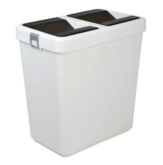 Відро для сміття Motek на 40 л + 40 л з поворотною кришкою 55х35.5х59 см Біле (COB-414)