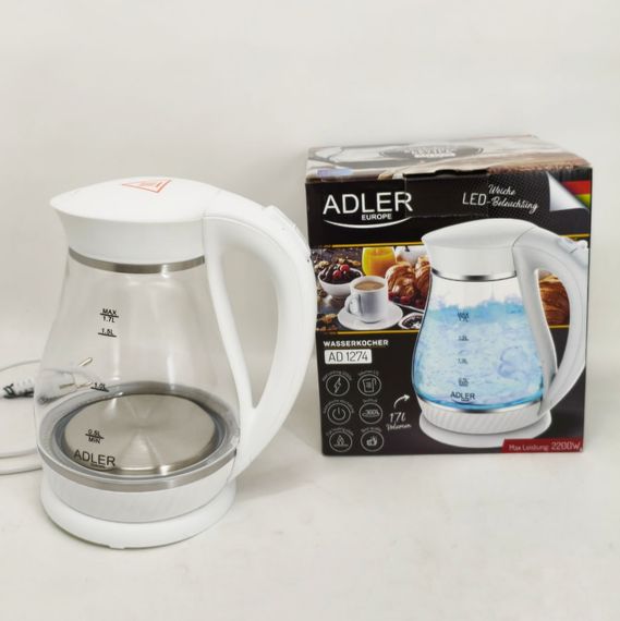 Чайник электро подсветка Adler AD 1274 1.7л 2200Вт, Электрический чайник с индикатором уровня воды XY-44 | Зображення 2