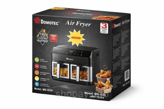 Аерофритюрниця DOMOTEC Air Fryer MS-3226, 4800 Вт  13 л | Зображення 3