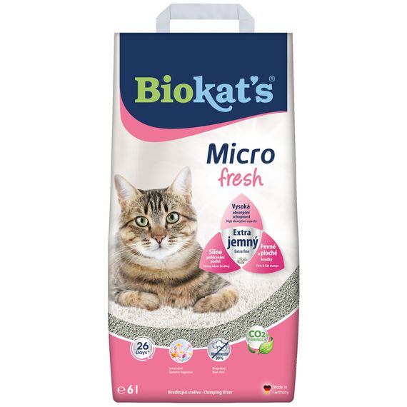 Наповнювач Biokat s для котячого туалету Micro Fresh бентоніт 6л