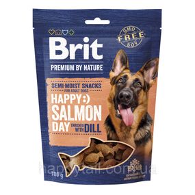 Ласощі Brit Premium (Бріт Преміум) Semi-moist Snacks для собак, напіввологі з лососем та кропом, 180 г