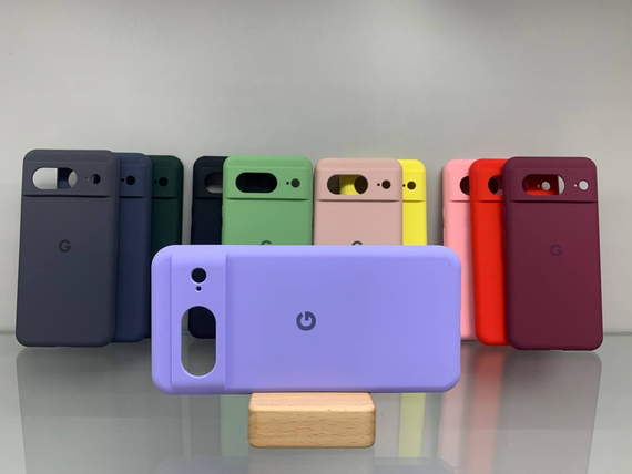 Google Pixel 8 Протиударний чохол з логотипом софт тач голубий