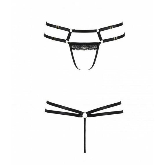 Трусики-стрінги зі стреп із мереживом Lorry Thong black — Passion Exclusive, 2XL/3XL | Зображення 4