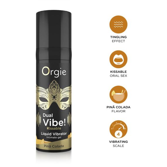 Рідкий вібратор Orgie Dual Vibe! Pina Colada Kissable Liquid Vibrator, 15 мл | Зображення 2