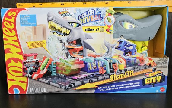 Трек Хот Вілс Кольорове перетворення Автомийка Акула Оригінал Hot Wheels City Ultra Shark Car Wash | Зображення 7