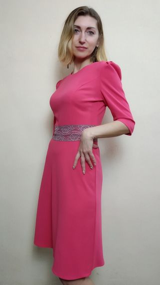 Коралове плаття з мереживом П188 | Зображення 3