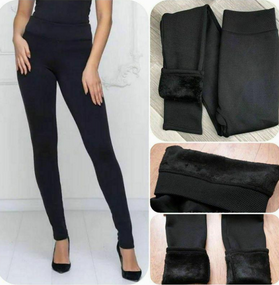 Женские теплые лосины на меху с высокой посадкой GL1040 цвет черный, размер M