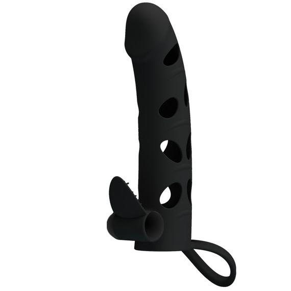 Насадка на член - Pretty Love Penis Sleeve With Ball Strap 5.98" Black Sex Aura | Зображення 2