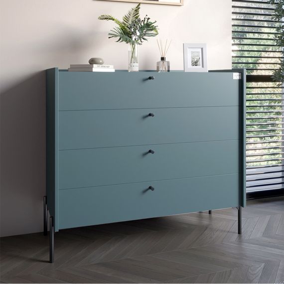 Комод із 4 шухлядами LION Wood із чорними ніжками 100х90х45 см Граніт сірий (LION-042976)