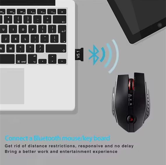 Мини USB Bluetooth 5,1 адаптер для ПК, ноутбука, мыши, клавиатуры, планшета, телефона, принтера, динамика | Зображення 2