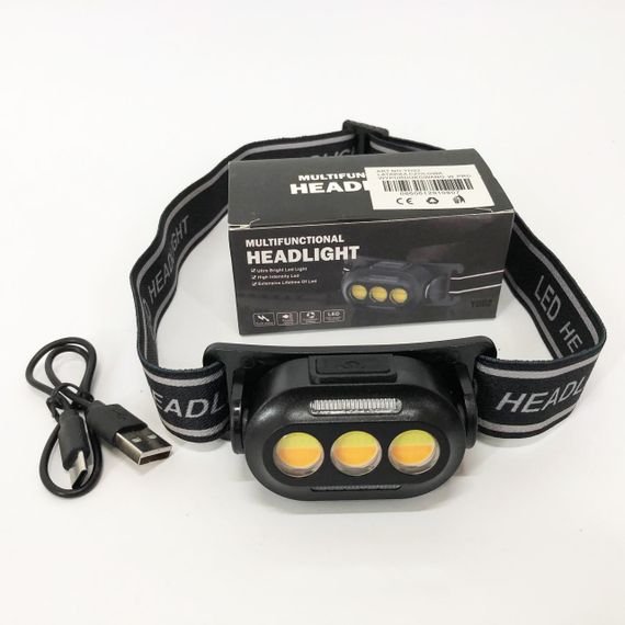Налобний ліхтар з usb зарядкою YD02-COB (White+red+blue), Ліхтарик на голову для роботи PQ-45 | Зображення 4