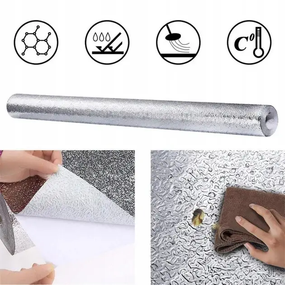 Водонепроникна самоклеюча фольга для кухонних поверхонь 500х60 см Срібляста