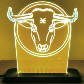 Акриловый светильник-ночник Бык желтый tty-n000096