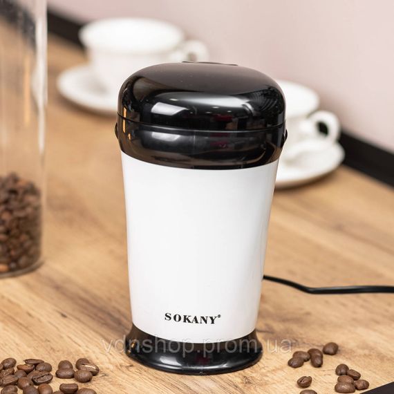 Электро кофемолка 180 Вт автоматическая 75 г для дома с мелким помолом Белая Sokany SM-3012 | Зображення 8