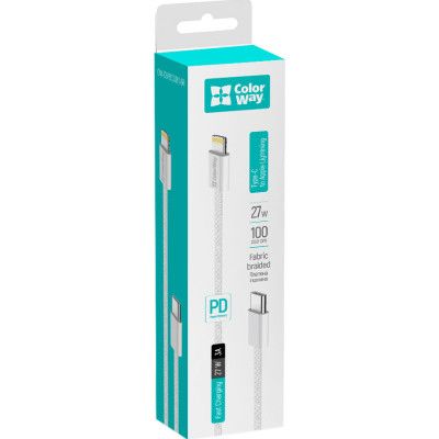 Дата кабель USB-C to Lightning 1.0m 27W grey ColorWay (CW-CBPDCL061-GR) | Зображення 2