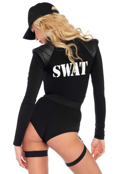 (SALE) Костюм еротичних спецсил Leg Avenue SWAT Team Babe S, боді, пояс, підв’язки, рація, кепка | Зображення 1